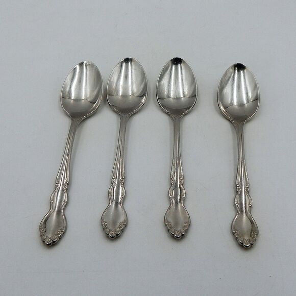 Oneida DOVER Teaspoons Heirloom Cube Stainless Flatware Glossy 6 Inch Set 4 - Picture 1 of 10